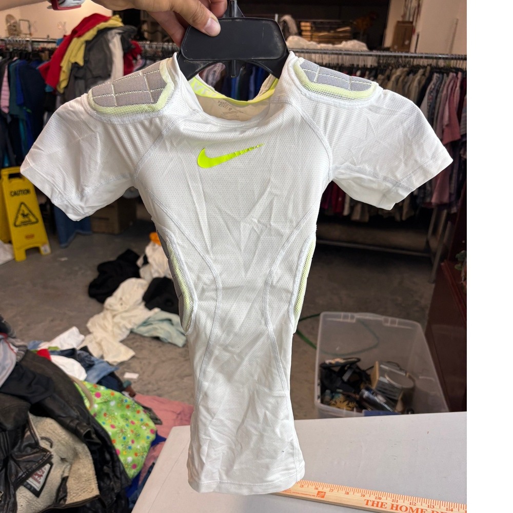 Nike Pro Combat Hyperstrong Padded Football Compression Shirt White Neon Mens S